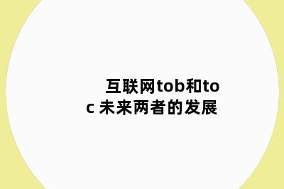 互联网tob和toc 未来两者的发展